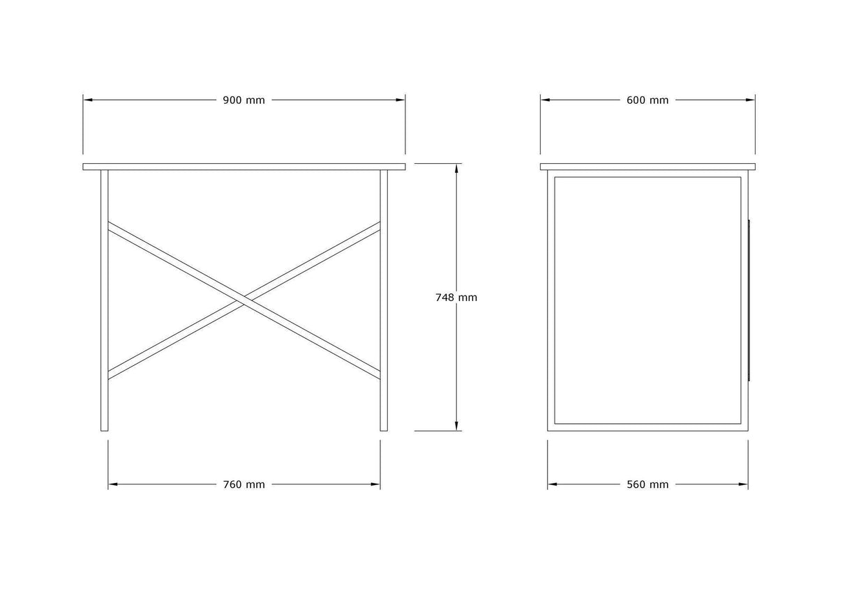 Birou Addi cu picioare metalice, 90 x 76 x 56 cm - Negru, SKU 495SSE1515