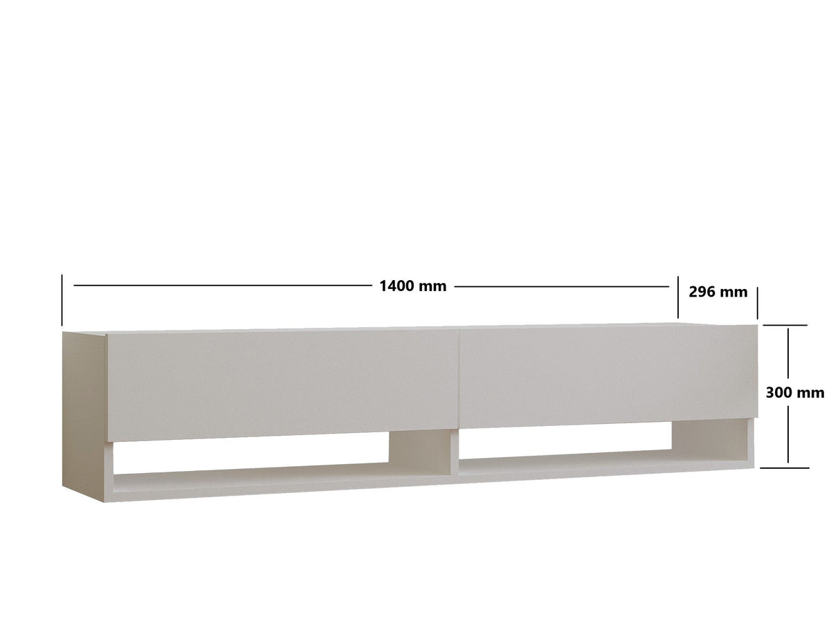 Comodă TV Arges, Diverse culori, 141x30x31 cm - Alb | SKU: 495SSE1605 | Comodă TV Arges, 141x30x31 cm, varianta Alb, produs pentru amenajarea locuinței, disponibil online în România la CasaMob