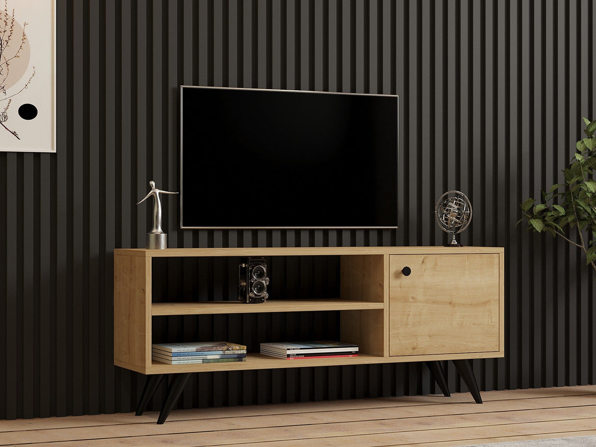 Comodă TV Jena, Diverse culori, 120x29x50 cm - Stejar | SKU: 495SSE1618 | Comodă TV Jena, 120x29x50 cm, varianta Stejar, produs pentru amenajarea locuinței, disponibil online în România la CasaMob