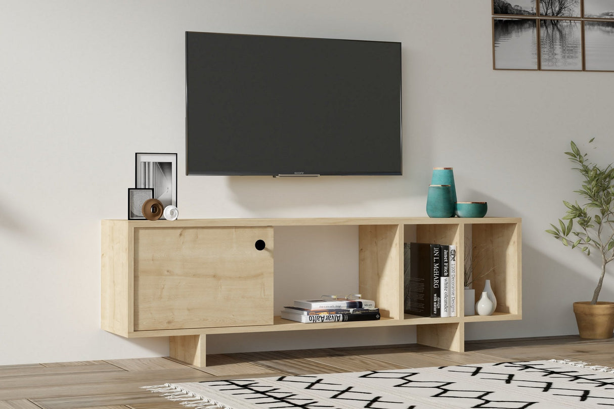 Comodă TV Folsom, Diverse culori, 140x29x45 cm - Stejar | SKU: 495SSE1620 | Comodă TV Folsom, 140x29x45 cm, varianta Stejar, produs pentru amenajarea locuinței, disponibil online în România la CasaMob