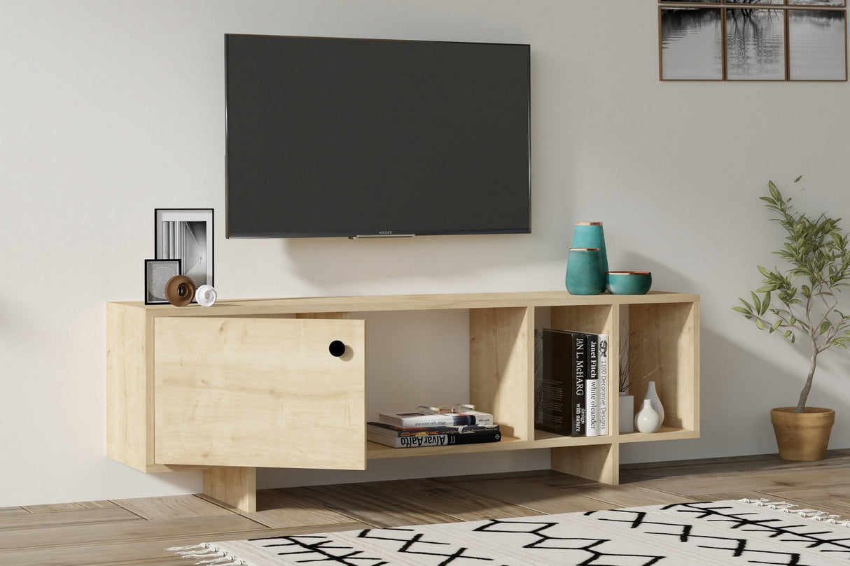 Comodă TV Folsom, Diverse culori, 140x29x45 cm - Stejar | SKU: 495SSE1620 | Comodă TV Folsom, 140x29x45 cm, varianta Stejar, produs pentru amenajarea locuinței, disponibil online în România la CasaMob