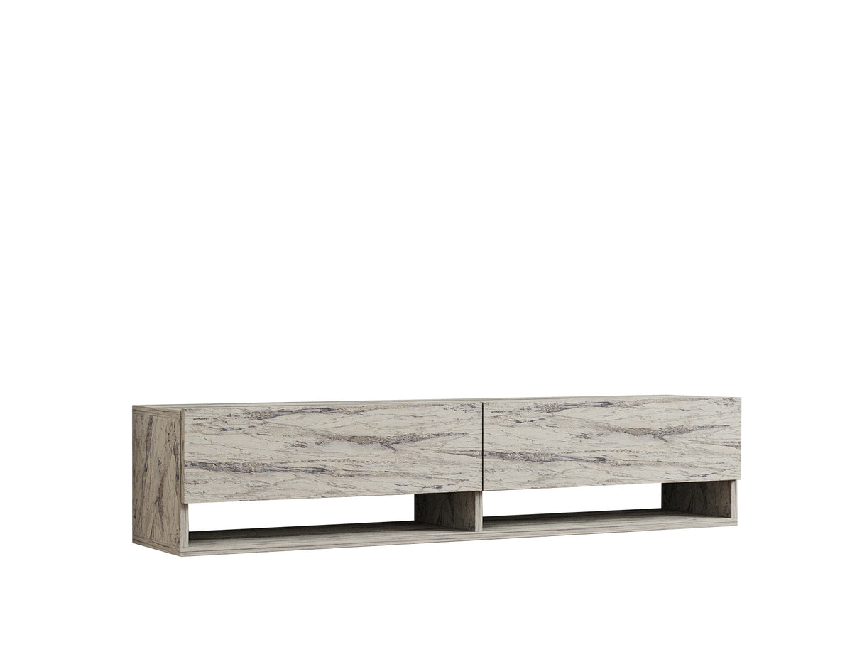 Comodă TV Arges - Freesia, Marble, Travertin, 141x30x31 cm