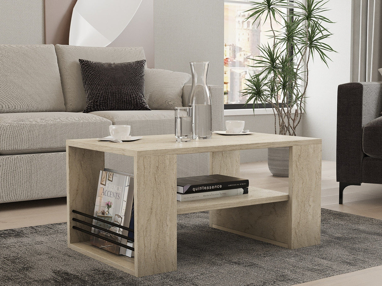 Măsuță de cafea Iris, Diverse culori, 80x50x40 cm - Travertin | SKU: 495SSE2113 | Măsuță de cafea Iris, 80x50x40 cm, varianta Travertin, produs pentru amenajarea locuinței, disponibil online în România la CasaMob