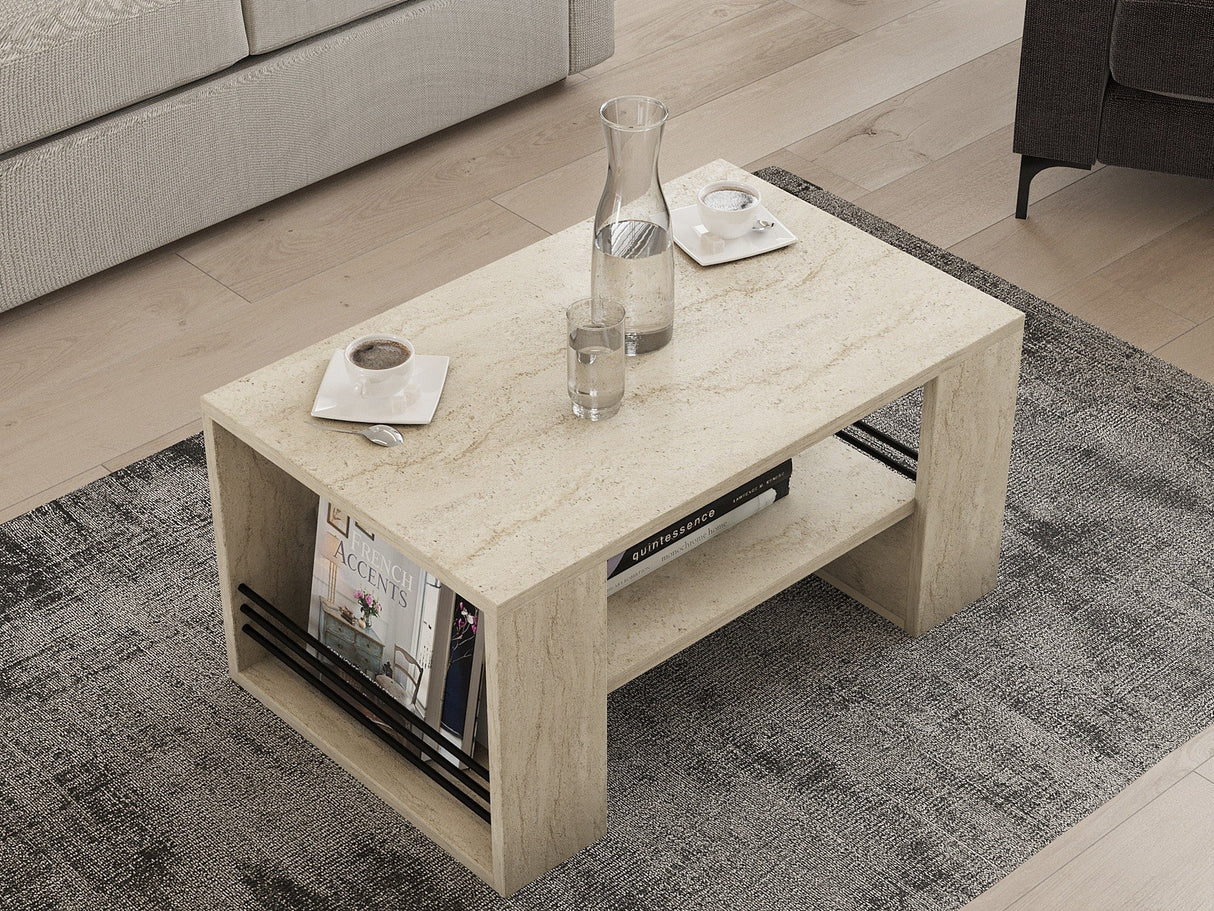 Măsuță de cafea Iris, Diverse culori, 80x50x40 cm - Travertin | SKU: 495SSE2113 | Măsuță de cafea Iris, 80x50x40 cm, varianta Travertin, produs pentru amenajarea locuinței, disponibil online în România la CasaMob
