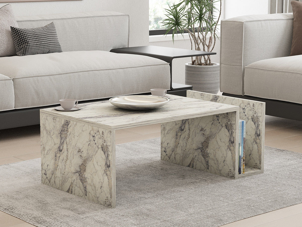 Măsuță de cafea Memo, Diverse culori, 87x50x32 cm - Freesia marble | SKU: 495SSE2114 | Măsuță de cafea Memo, 87x50x32 cm, varianta Freesia marble, produs pentru amenajarea locuinței, disponibil online în România la CasaMob