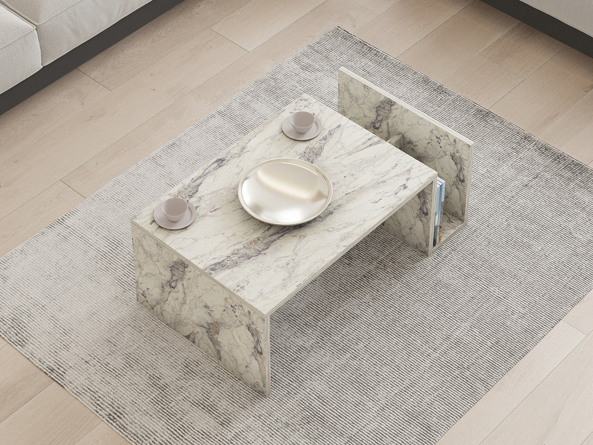 Măsuță de cafea Memo, Diverse culori, 87x50x32 cm - Freesia marble | SKU: 495SSE2114 | Măsuță de cafea Memo, 87x50x32 cm, varianta Freesia marble, produs pentru amenajarea locuinței, disponibil online în România la CasaMob