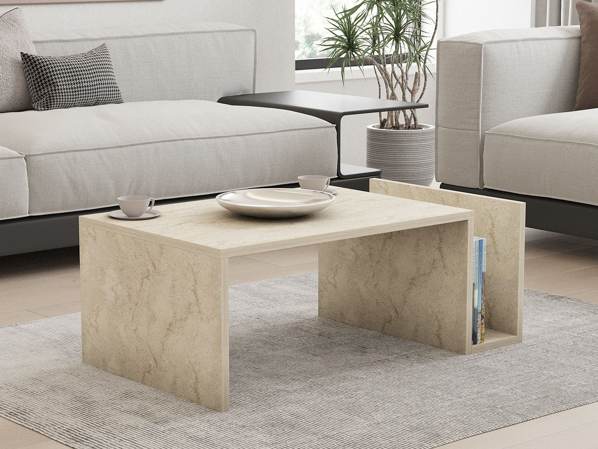 Măsuță de cafea Memo, Diverse culori, 87x50x32 cm - Travertin | SKU: 495SSE2115 | Măsuță de cafea Memo, 87x50x32 cm, varianta Travertin, produs pentru amenajarea locuinței, disponibil online în România la CasaMob