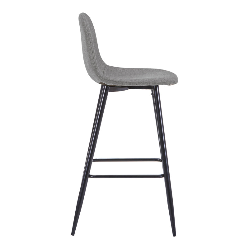 Scaun de bar Bella, Stofă, picioare metalice negre, Diverse culori, 42x49x98 cm - Gri | SKU: 499-000027 | Scaun de bar Bella, Stofă, picioare metalice negre, 42x49x98 cm, varianta Gri, produs pentru amenajarea locuinței, disponibil online în România la CasaMob