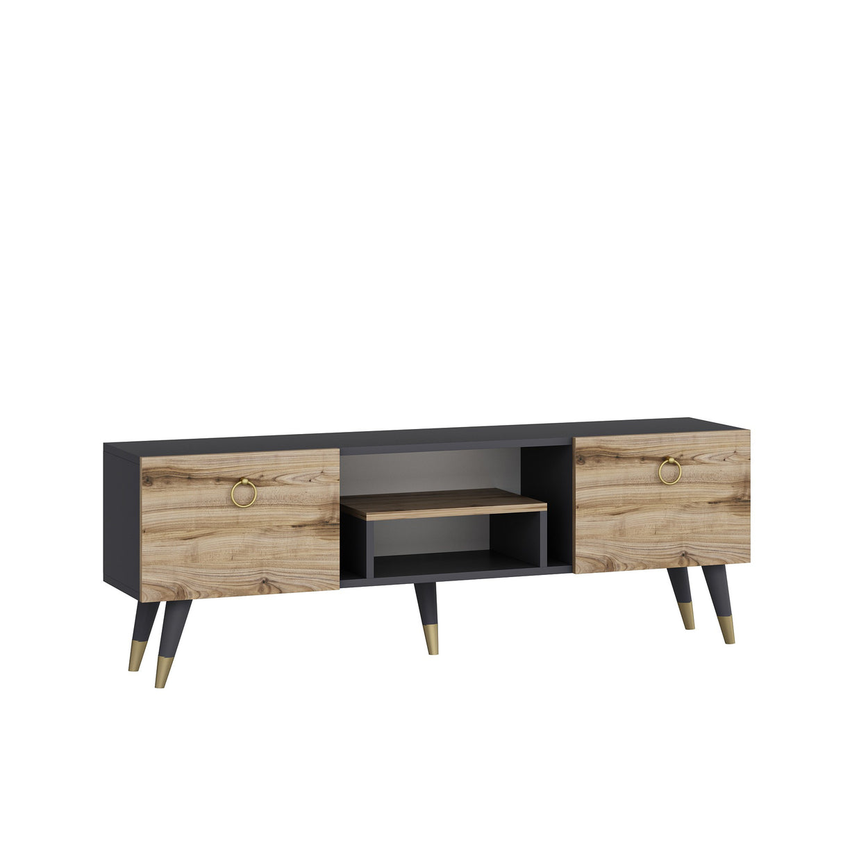 Comodă TV Irma - Ciragan, Anthracite, Nuc - Antracit, 150x30x42 cm