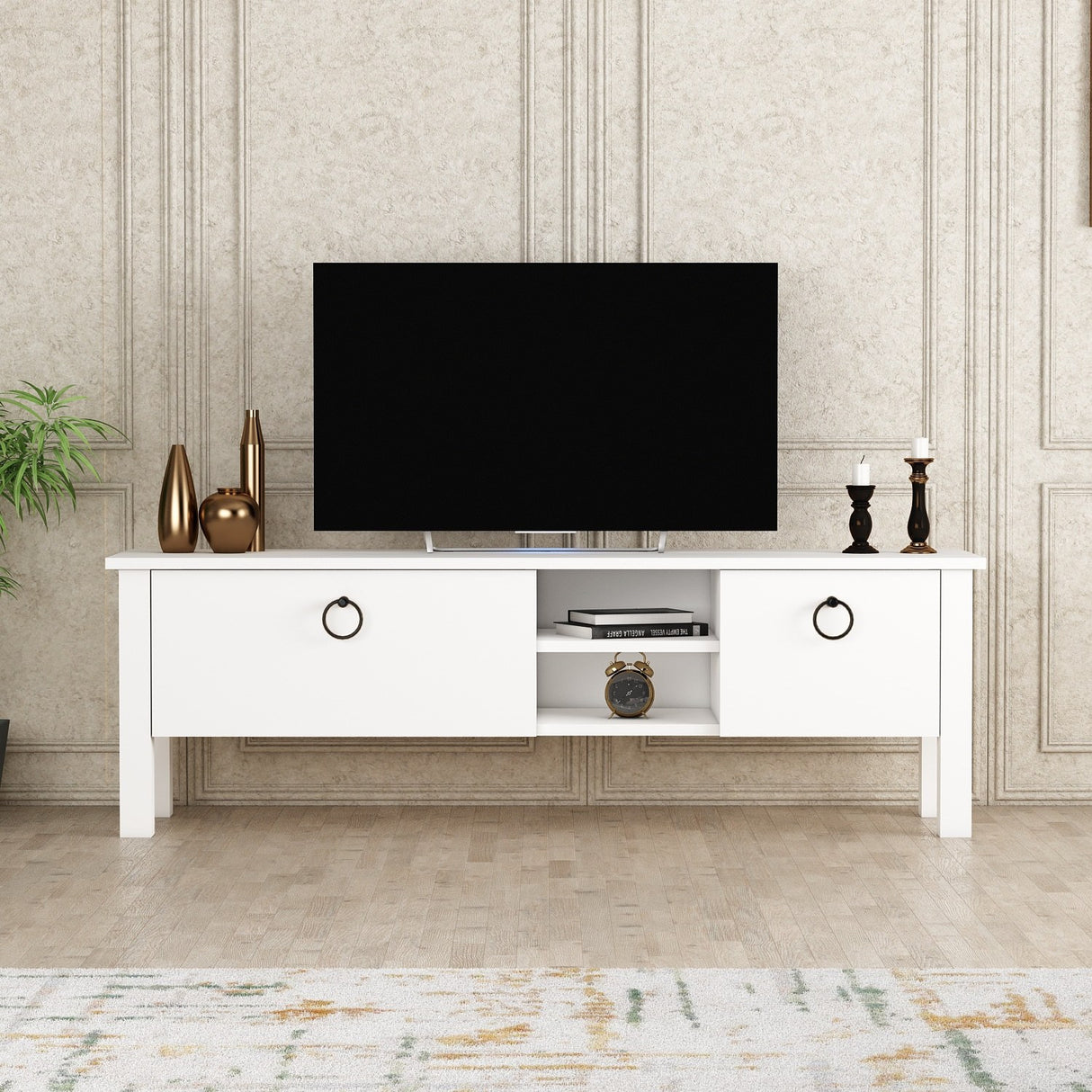 Comodă TV Rose, Alb, 140x35x45 cm