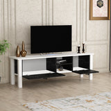 Comodă TV Rose - Marble, Alb - Negru, 140x35x45 cm
