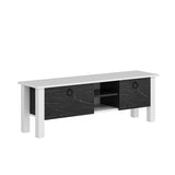 Comodă TV Rose - Marble, Alb - Negru, 140x35x45 cm