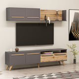 Comodă TV Mono - Ciragan, Anthracite, Nuc - Antracit, 180x30x46 cm