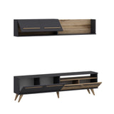 Comodă TV Mono - Ciragan, Anthracite, Nuc - Antracit, 180x30x46 cm