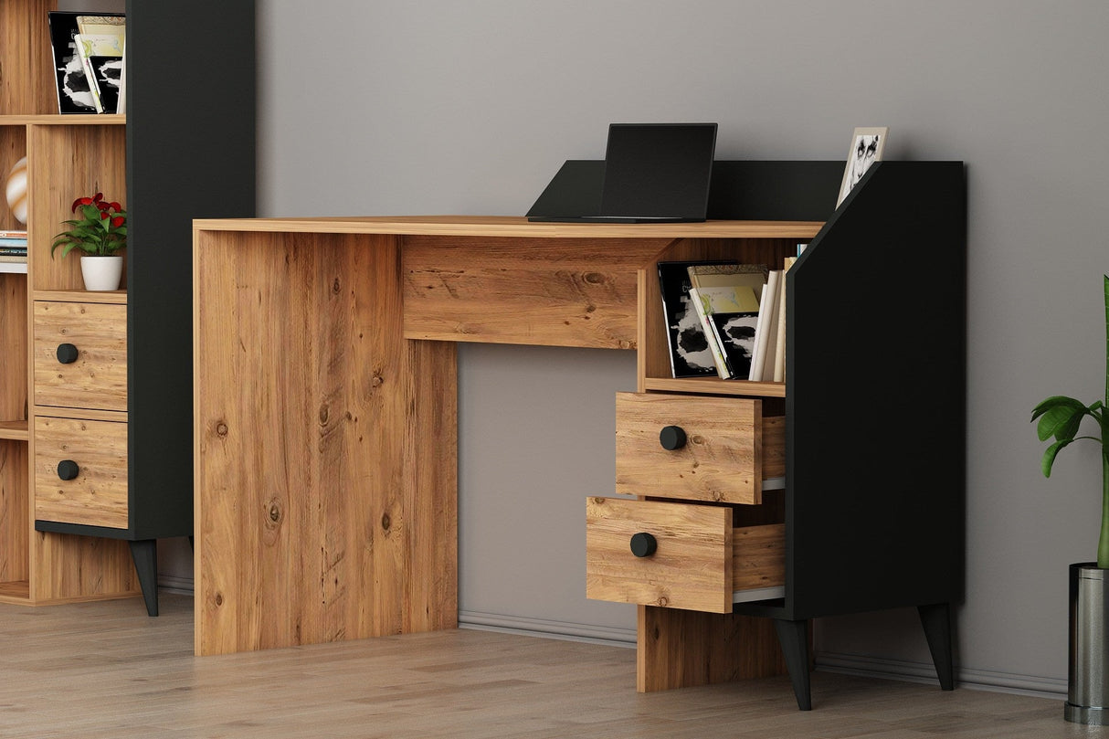 Birou Star, Diverse culori, 120x55x82 cm - Pin atlantic - Negru | SKU: 505CRL1109 | Birou Star, 120x55x82 cm, varianta Pin atlantic - Negru, produs pentru amenajarea locuinței, disponibil online în România la CasaMob