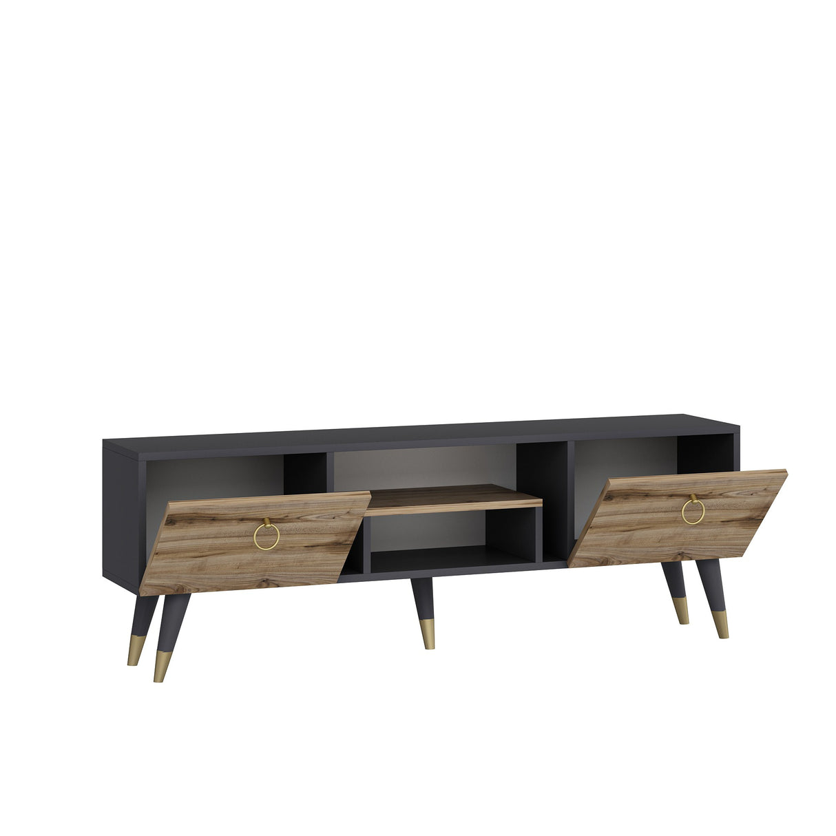 Comodă TV Irma - Ciragan, Anthracite, Nuc - Antracit, 150x30x42 cm