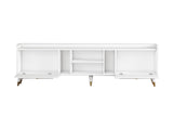 Comodă TV Rudy v2, Diverse culori, 180x35x55 cm - Alb - Auriu | SKU: 505CRL1721 | Comodă TV Rudy v2, 180x35x55 cm, varianta Alb - Auriu, produs pentru amenajarea locuinței, disponibil online în România la CasaMob