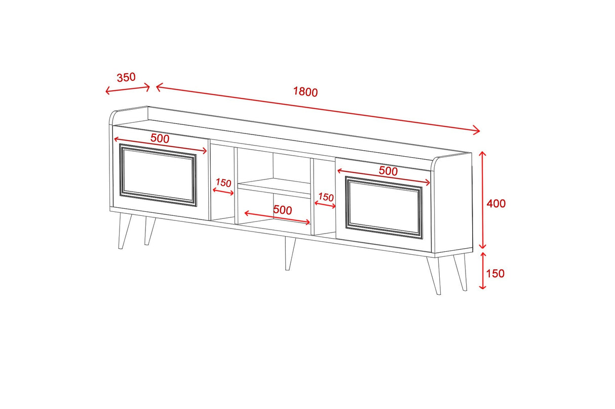 Comodă TV Rudy v2, Diverse culori, 180x35x55 cm - Nuc | SKU: 505CRL1722 | Comodă TV Rudy v2, 180x35x55 cm, varianta Nuc, produs pentru amenajarea locuinței, disponibil online în România la CasaMob