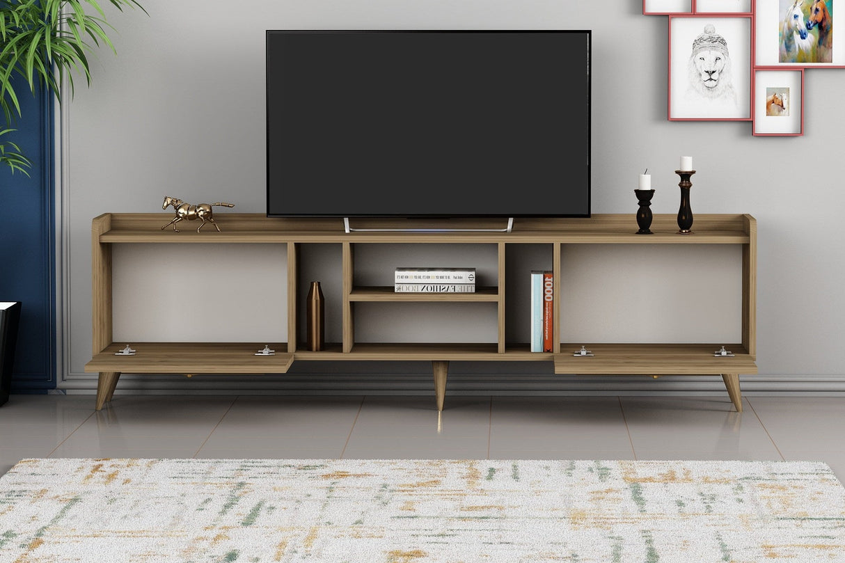 Comodă TV Rudy v2, Diverse culori, 180x35x55 cm - Nuc | SKU: 505CRL1722 | Comodă TV Rudy v2, 180x35x55 cm, varianta Nuc, produs pentru amenajarea locuinței, disponibil online în România la CasaMob