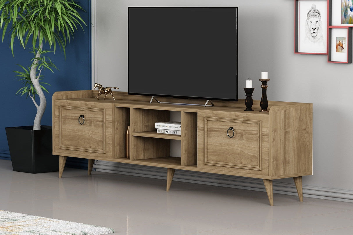 Comodă TV Rudy v2, Diverse culori, 180x35x55 cm - Nuc | SKU: 505CRL1722 | Comodă TV Rudy v2, 180x35x55 cm, varianta Nuc, produs pentru amenajarea locuinței, disponibil online în România la CasaMob