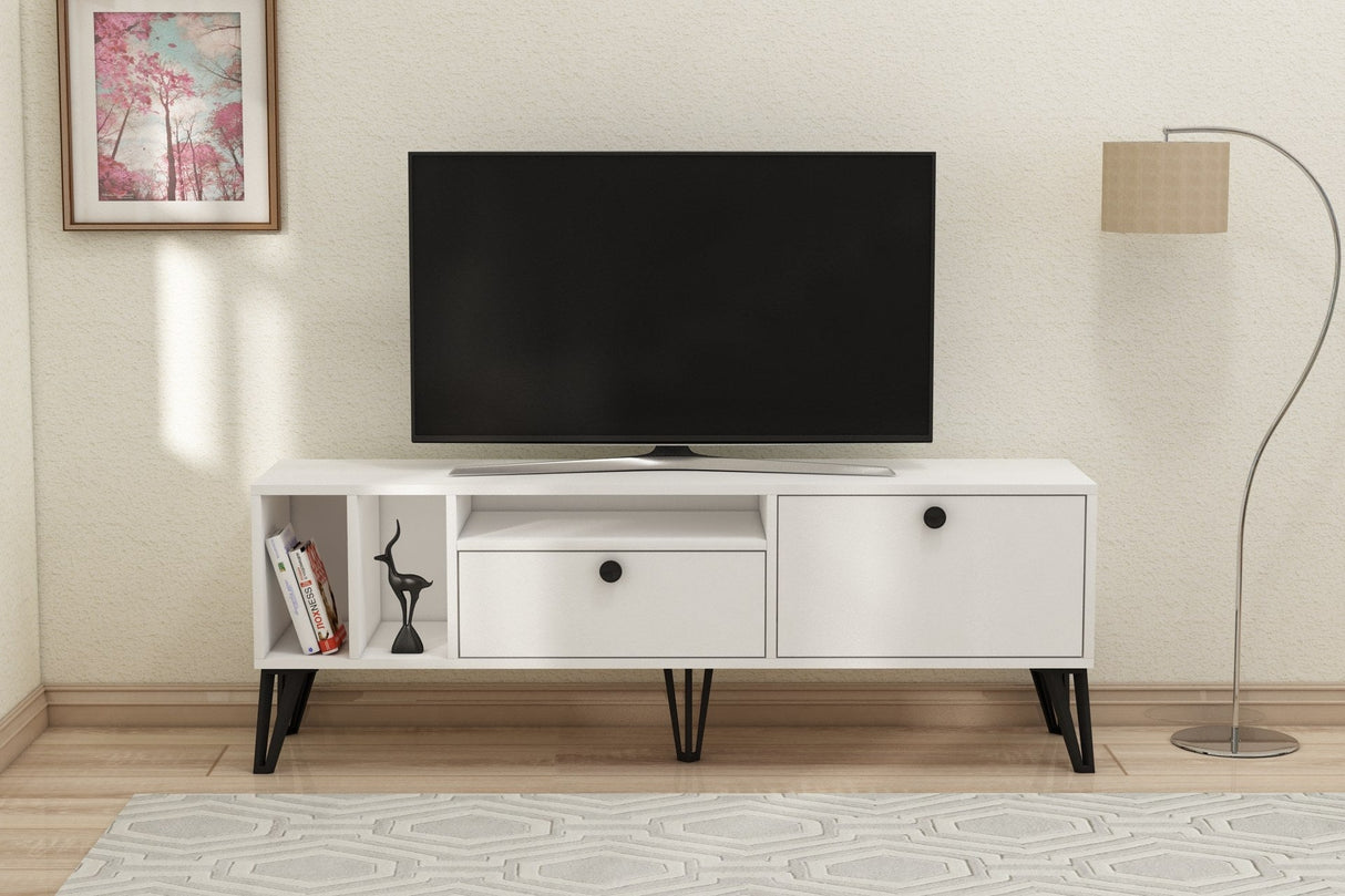 Comodă TV Aris, Diverse culori, 150x35x53 cm - Alb | SKU: 505CRL1728 | Comodă TV Aris, 150x35x53 cm, varianta Alb, produs pentru amenajarea locuinței, disponibil online în România la CasaMob