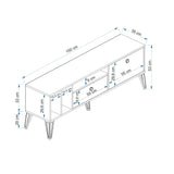 Comodă TV Aris - Crystal, Gri - Alb, 150x35x53 cm