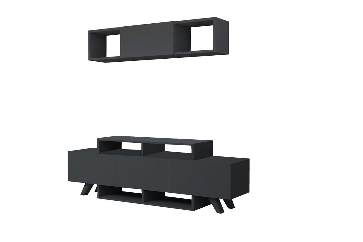 Comodă TV Alwin Unit, Diverse culori, 150x32x49 cm - Antracit | SKU: 505CRL1919 | Comodă TV Alwin Unit, 150x32x49 cm, varianta Antracit, produs pentru amenajarea locuinței, disponibil online în România la CasaMob