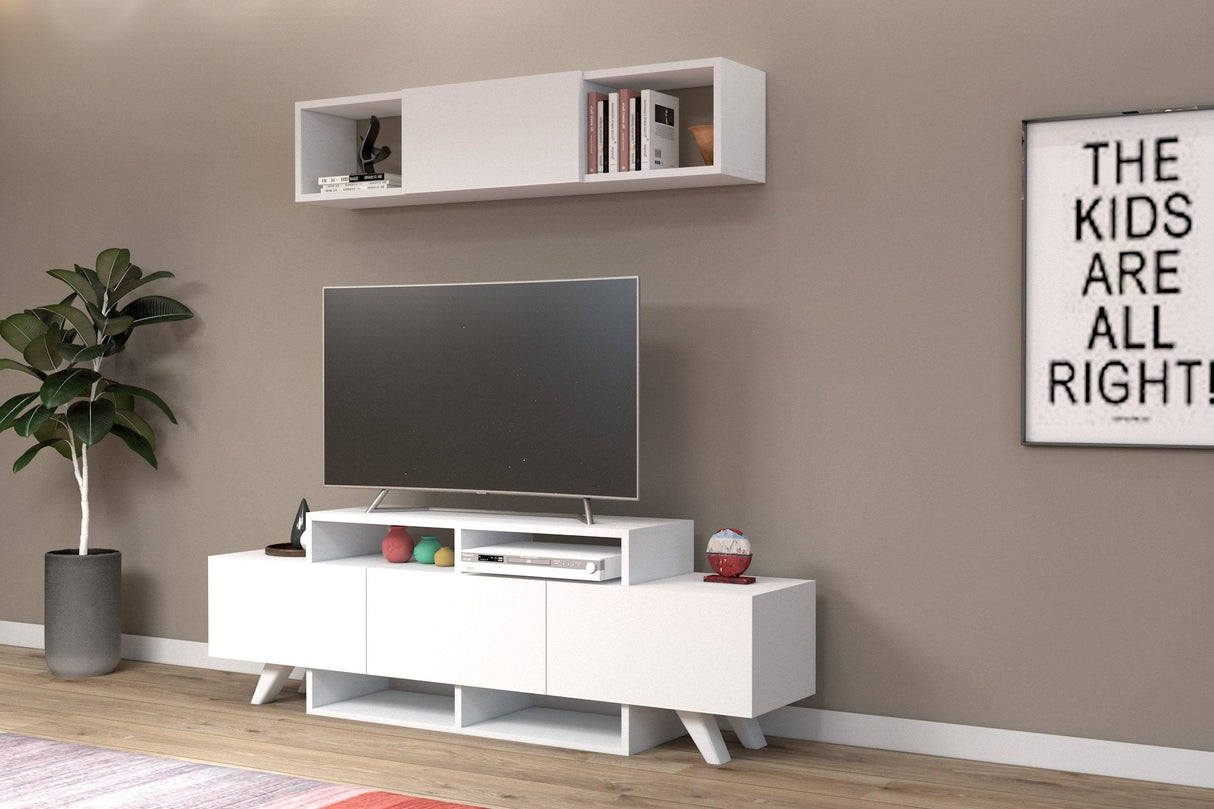 Comodă TV Alwin Unit, Diverse culori, 150x32x49 cm - Alb | SKU: 505CRL1920 | Comodă TV Alwin Unit, 150x32x49 cm, varianta Alb, produs pentru amenajarea locuinței, disponibil online în România la CasaMob