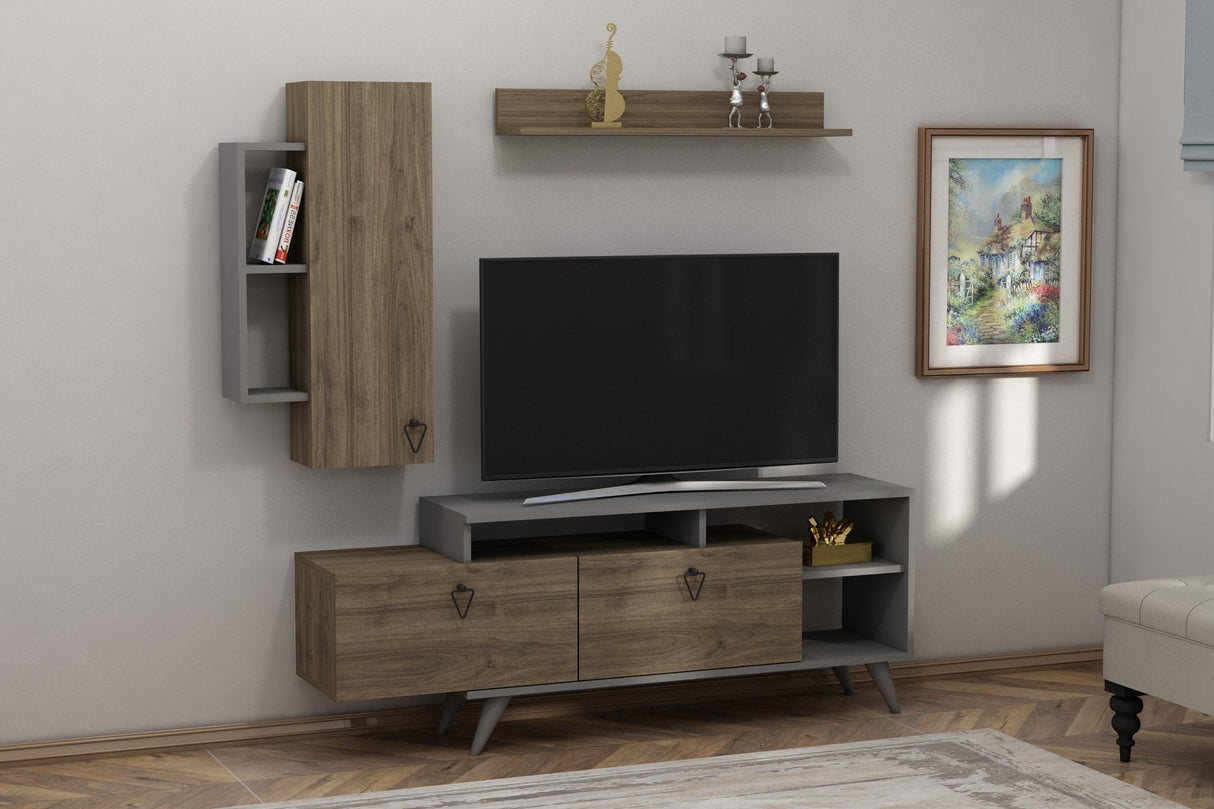 Comodă TV Clara, Diverse culori, 175x35x59 cm - Nuc - Antracit | SKU: 505CRL1923 | Comodă TV Clara, 175x35x59 cm, varianta Nuc - Antracit, produs pentru amenajarea locuinței, disponibil online în România la CasaMob