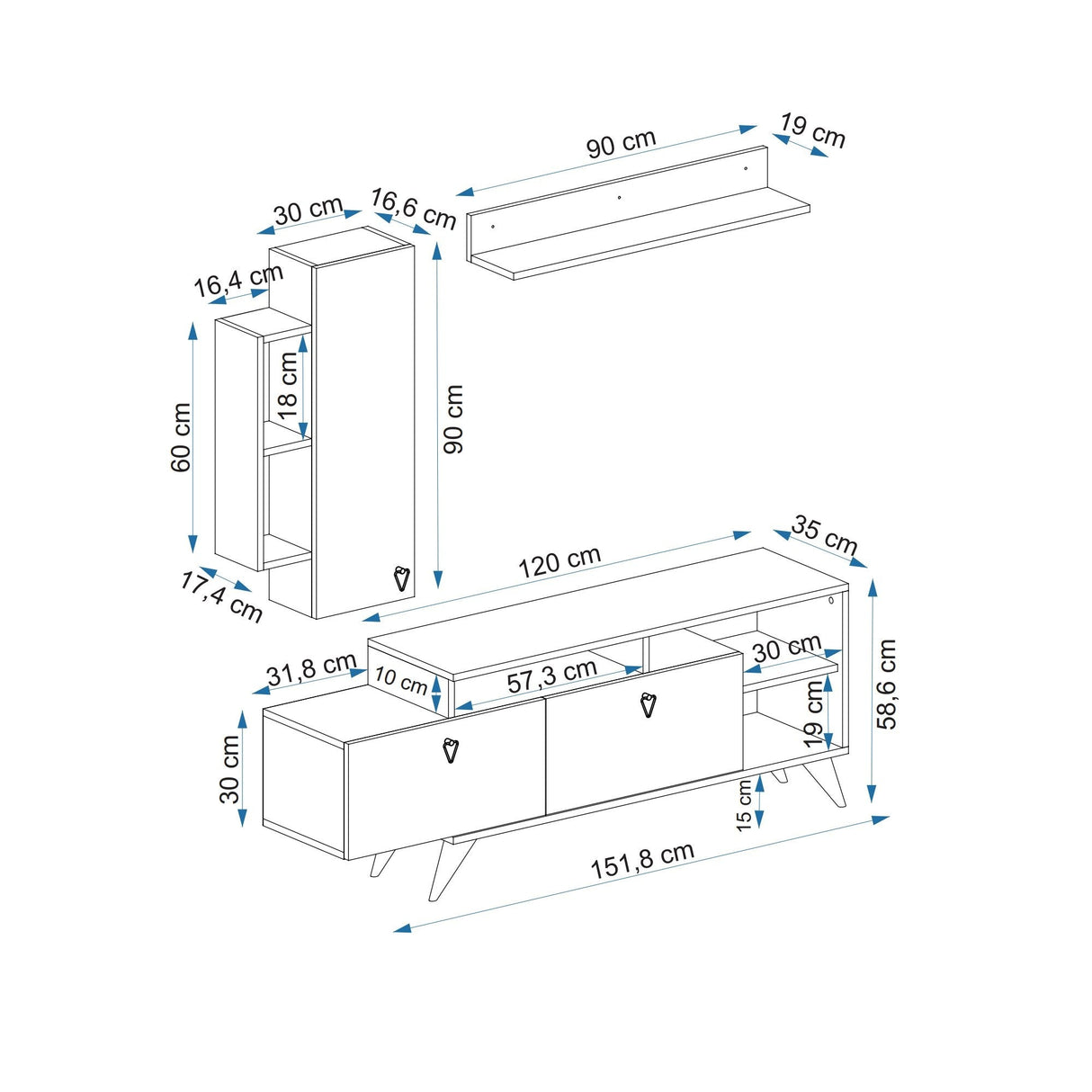 Comodă TV Clara, Diverse culori, 175x35x59 cm - Gri | SKU: 505CRL1924 | Comodă TV Clara, 175x35x59 cm, varianta Gri, produs pentru amenajarea locuinței, disponibil online în România la CasaMob
