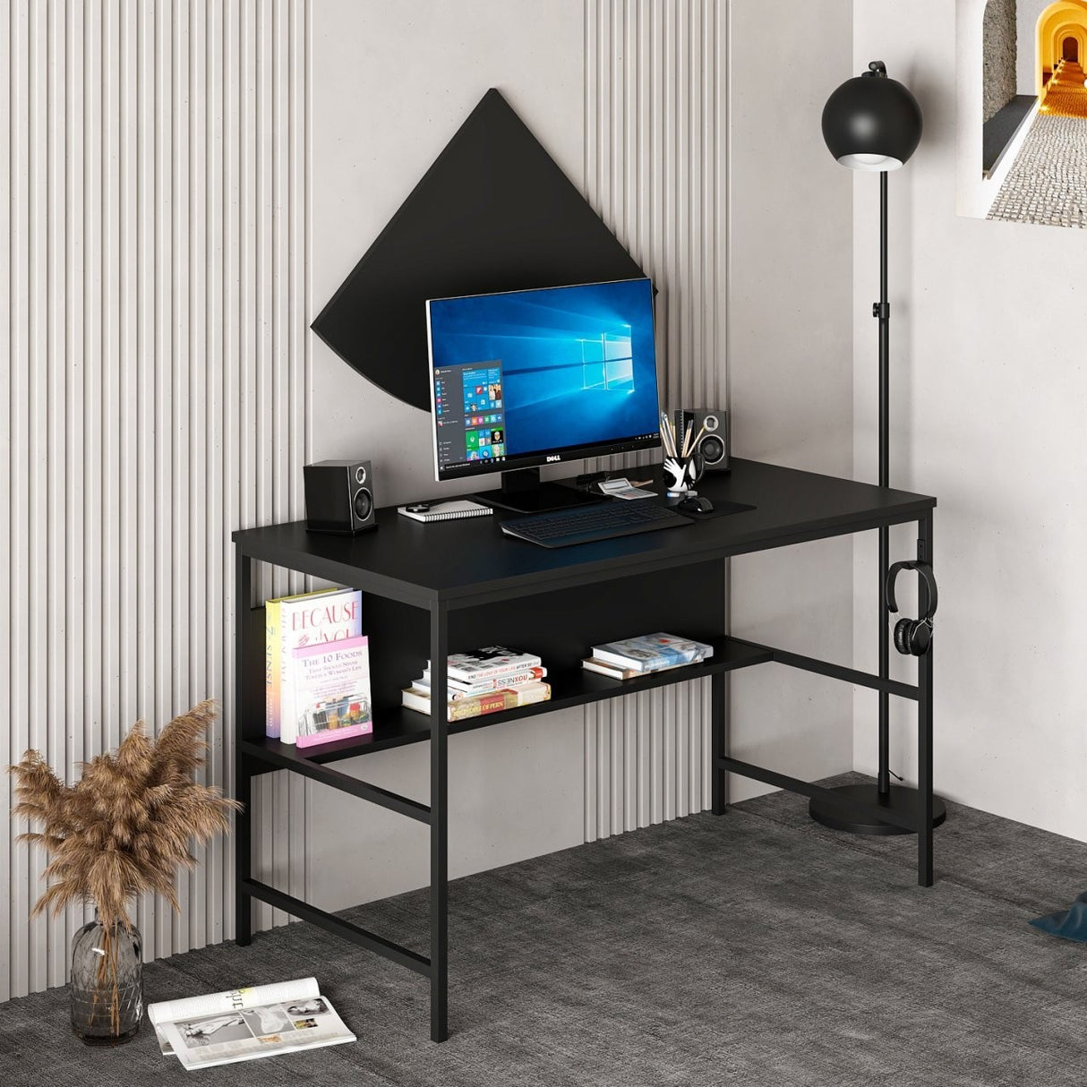 Birou Greta Matte 7041, Negru, 120x60x74 cm