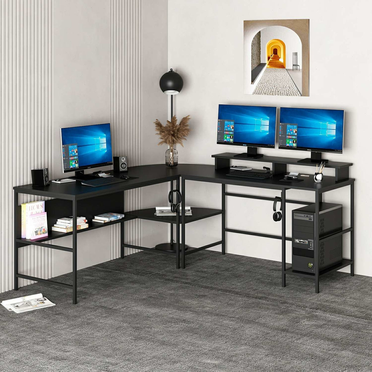 Birou Greta RGB - 8536, Negru, 180x60x74 cm