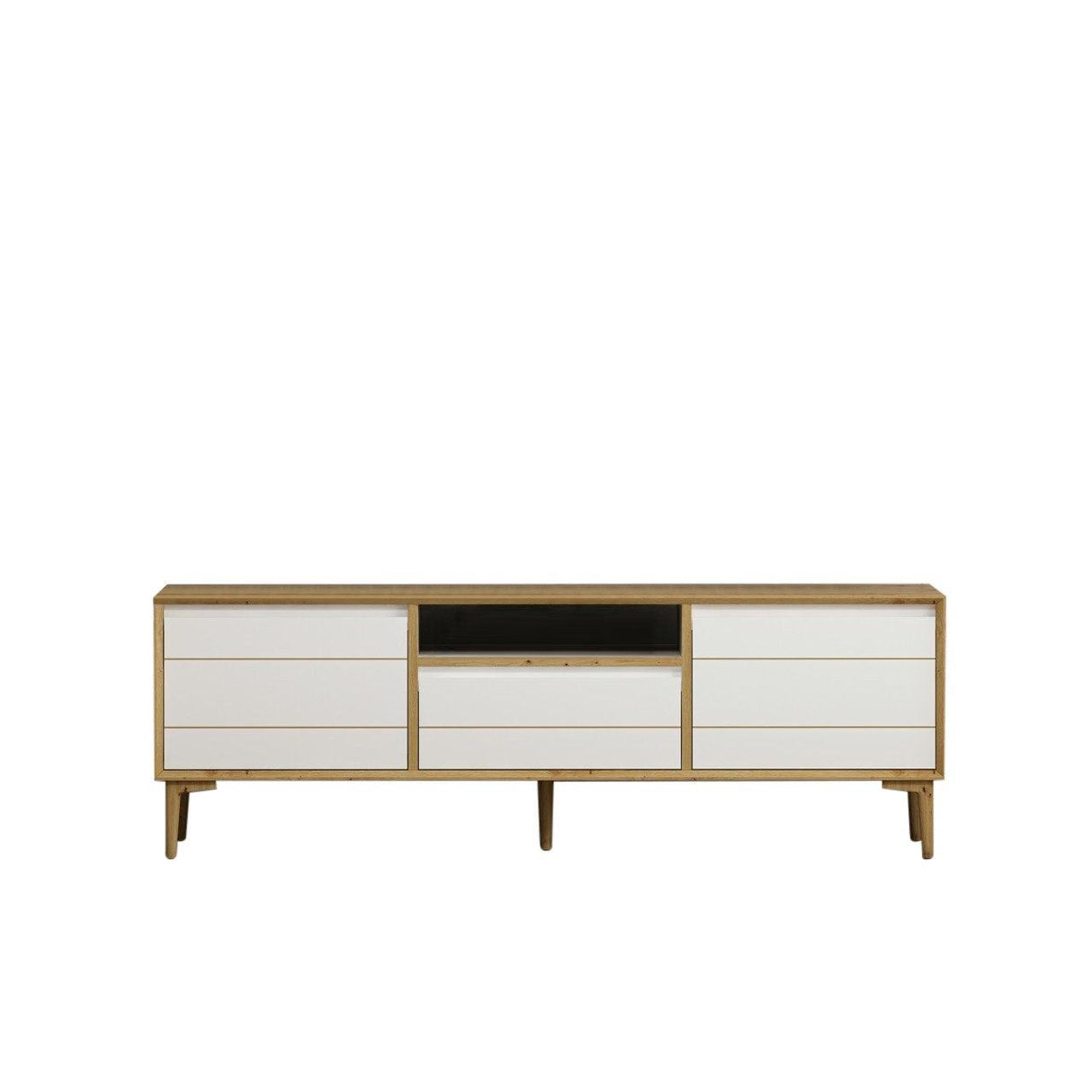 Comodă TV Lerry, Diverse culori, 150x35x50 cm - Alb | SKU: 506MNR1107 | Comodă TV Lerry, 150x35x50 cm, varianta Alb, produs pentru amenajarea locuinței, disponibil online în România la CasaMob