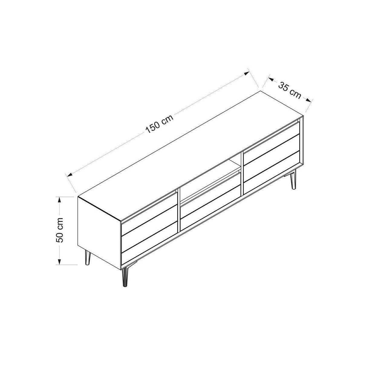 Comodă TV Lerry, Diverse culori, 150x35x50 cm - Alb | SKU: 506MNR1107 | Comodă TV Lerry, 150x35x50 cm, varianta Alb, produs pentru amenajarea locuinței, disponibil online în România la CasaMob