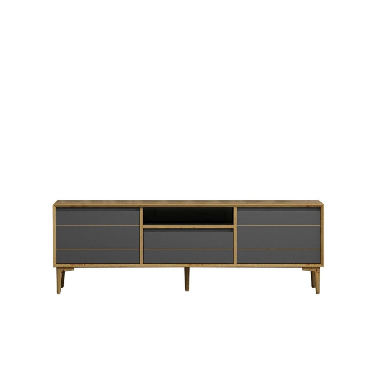 Comodă TV Lerry, Diverse culori, 150x35x50 cm - Antracit | SKU: 506MNR1108 | Comodă TV Lerry, 150x35x50 cm, varianta Antracit, produs pentru amenajarea locuinței, disponibil online în România la CasaMob
