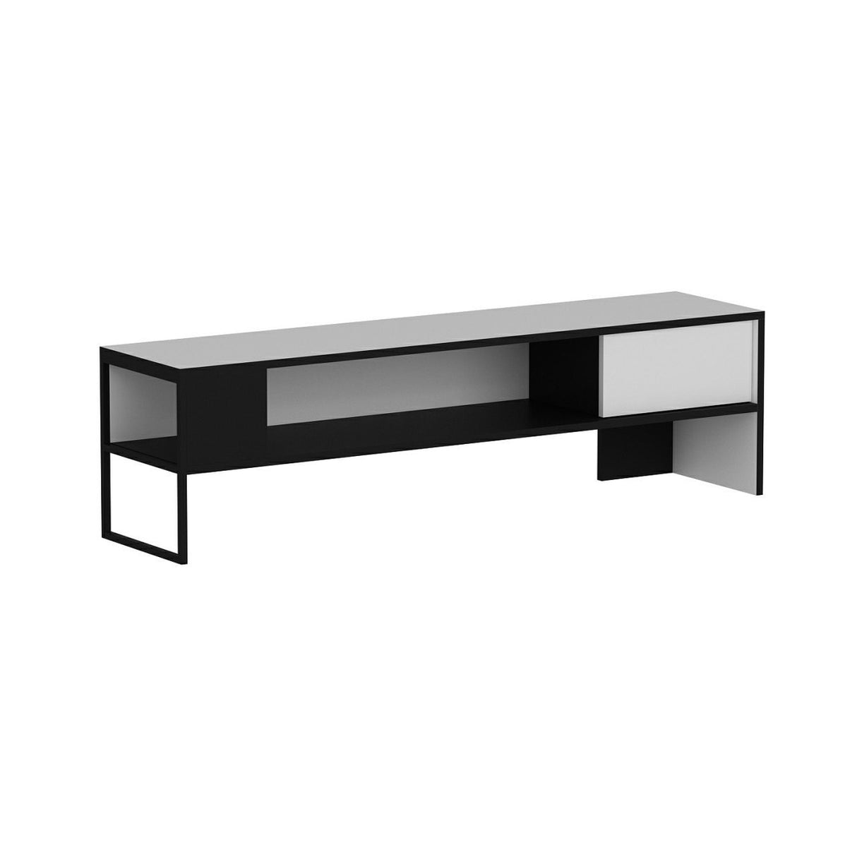 Comodă TV Concord, Alb - Negru, 150x35x42 cm