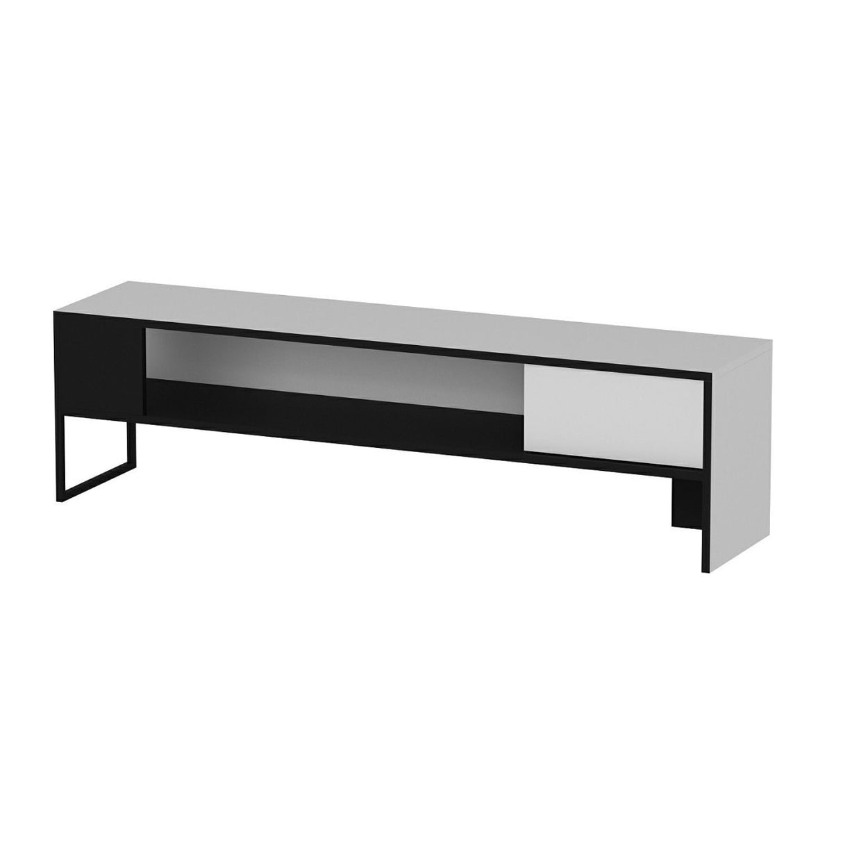Comodă TV Concord, Alb - Negru, 150x35x42 cm