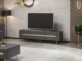 Comodă TV Jose, Diverse culori, Diverse dimensiuni - Antracit - Auriu - 180x42x50 cm | SKU: 506MNR1115 | Comodă TV Jose, varianta Antracit - Auriu - 180x42x50 cm, produs pentru amenajarea locuinței, disponibil online în România la CasaMob