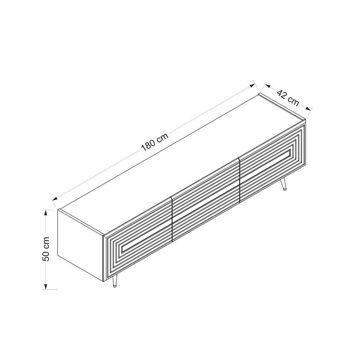 Comodă TV Jose, Diverse culori, Diverse dimensiuni - Antracit - Auriu - 180x42x50 cm | SKU: 506MNR1115 | Comodă TV Jose, varianta Antracit - Auriu - 180x42x50 cm, produs pentru amenajarea locuinței, disponibil online în România la CasaMob