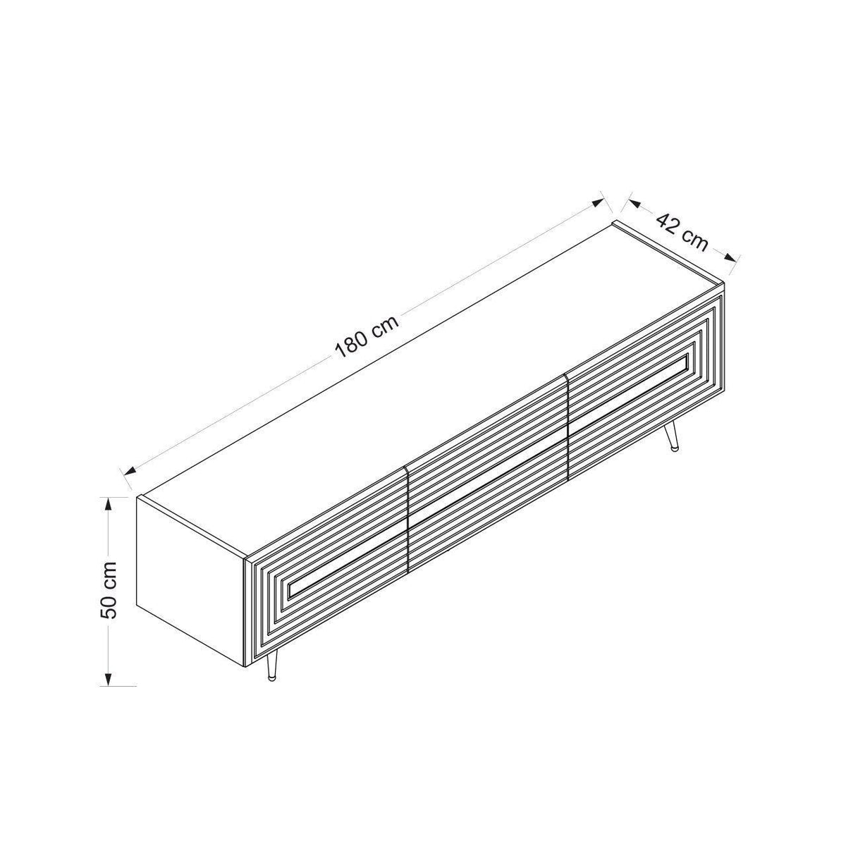 Antracit - Auriu - 180x42x50 cm | SKU: 506MNR1115 | Comodă TV Jose, varianta Antracit - Auriu - 180x42x50 cm, produs pentru amenajarea locuinței, disponibil online în România la CasaMob