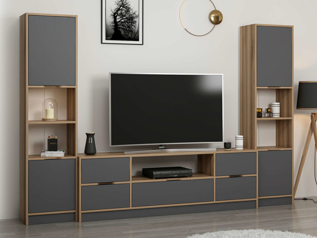 Comodă TV Elina - 8608, Antracit - Dore, 180x35x57 cm