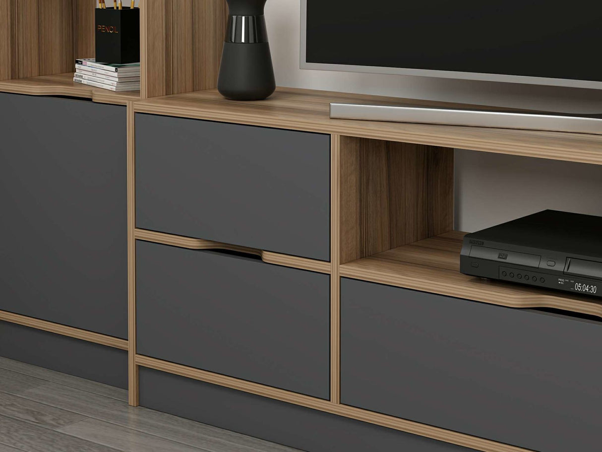 Comodă TV Elina - 8609, Antracit - Dore, 180x35x57 cm