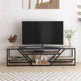 Comodă TV Lora - 8877, Negru, 180x40x45 cm