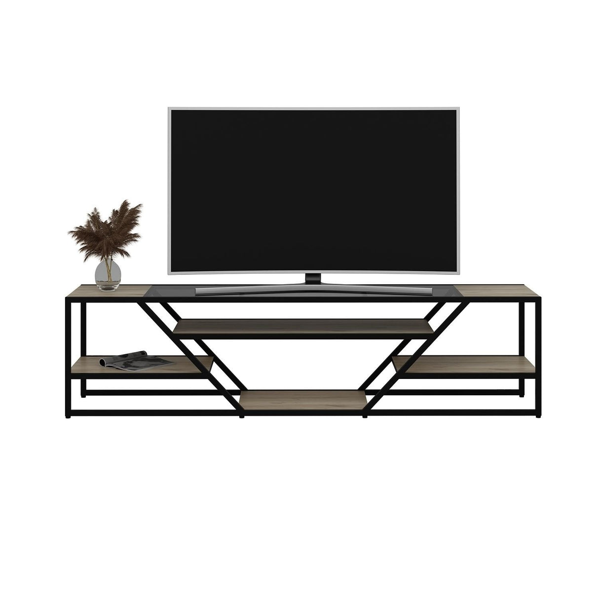 Comodă TV Lora - 8877, Negru, 180x40x45 cm