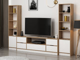 Comodă TV Elina - 9010, Alb - Dore, 180x35x57 cm