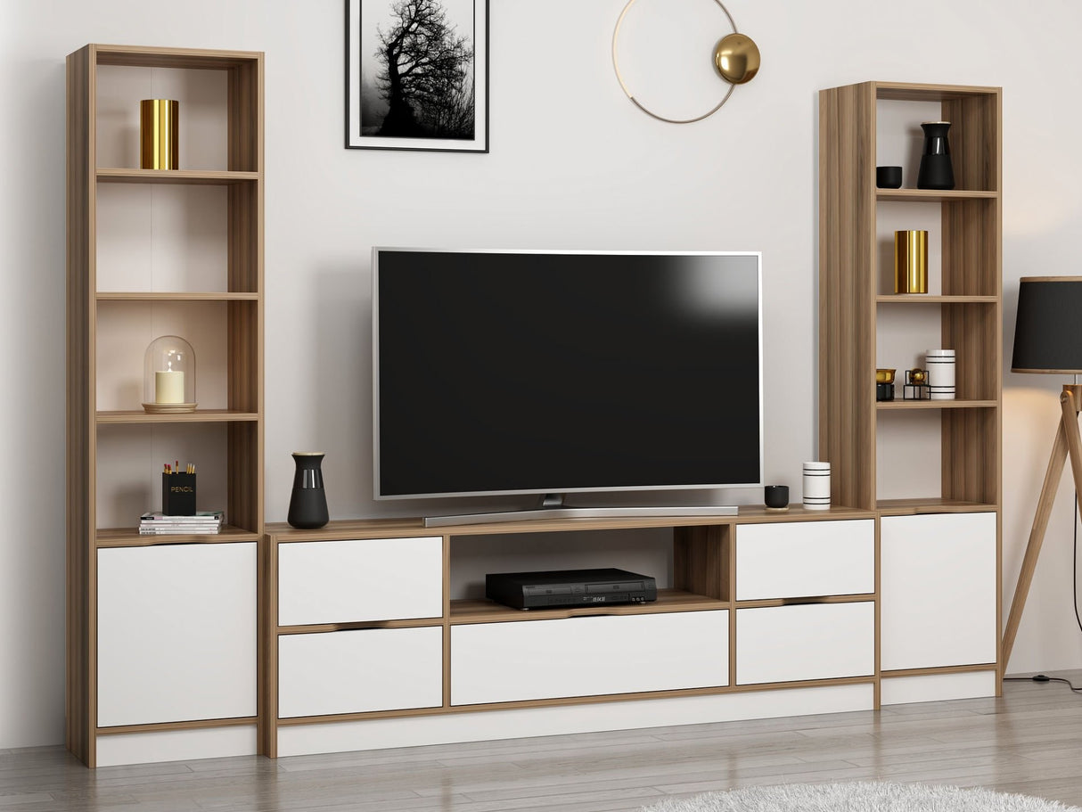 Comodă TV Elina - 9010, Alb - Dore, 180x35x57 cm