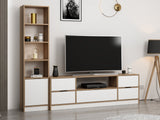 Comodă TV Elina - 9012, Alb - Dore, 180x35x57 cm