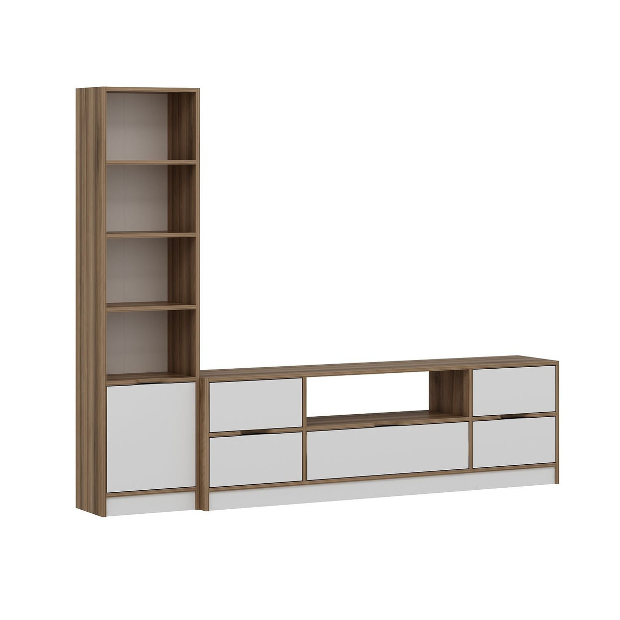 Comodă TV Elina - 9012, Alb - Dore, 180x35x57 cm