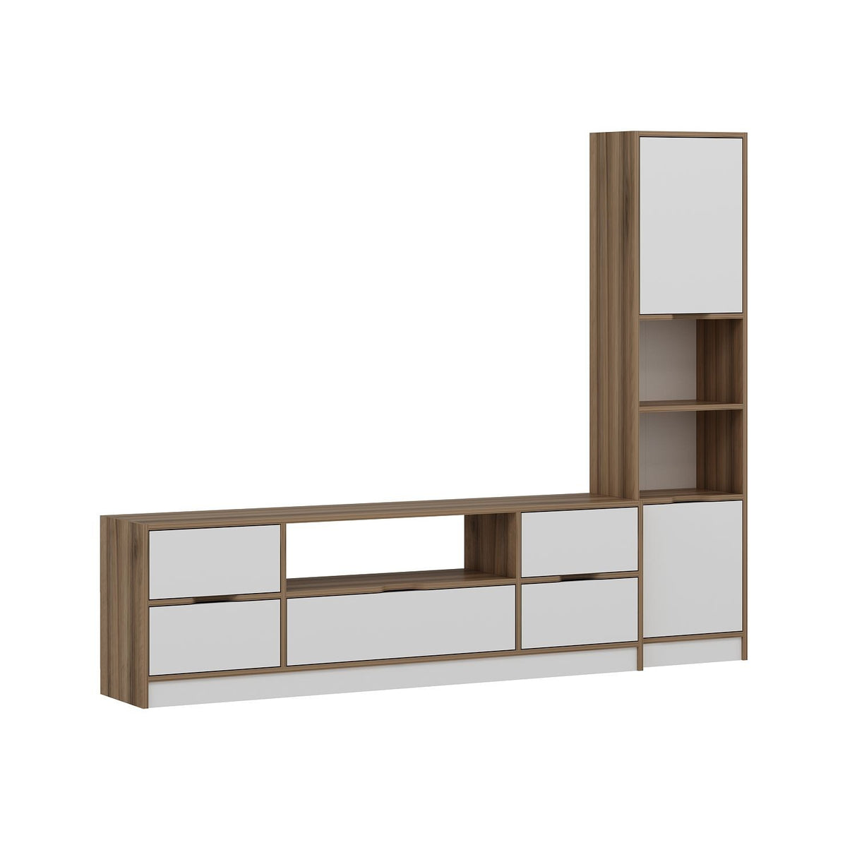 Comodă TV Elina - 9013, Alb - Dore, 180x35x57 cm