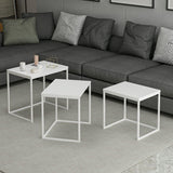 Set 3 măsuțe de cafea Evia, Diverse culori, 55x40x50 cm - Alb | SKU: 506MNR1206 | Set 3 măsuțe de cafea Evia, 55x40x50 cm, varianta Alb, produs pentru amenajarea locuinței, disponibil online în România la CasaMob